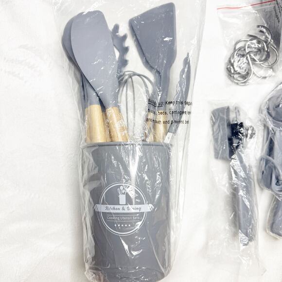 NEW 46 Piece Silicone Kitchen Utensil Cooking Measuring Baking Set in Gray - Picture 3 of 3